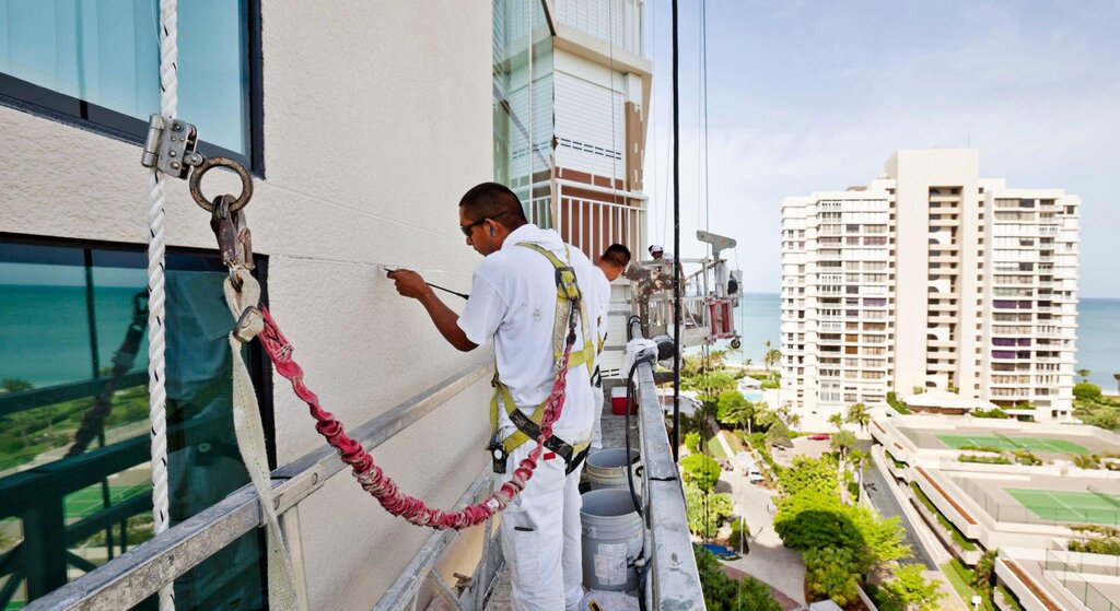 cleaning the exterior of the building
